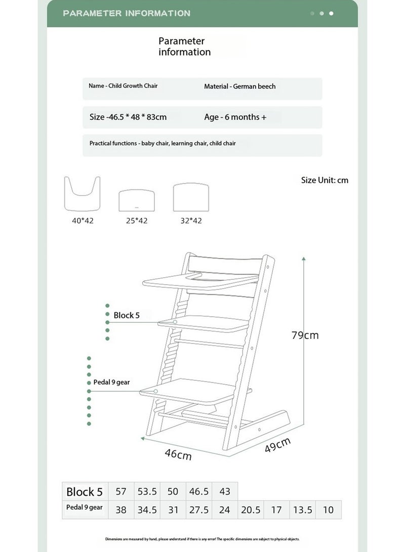 GT-Wheel Baby High Chair Wooden Dining Adjustable Toddler Seat Chair For kids and Adults - Image 2