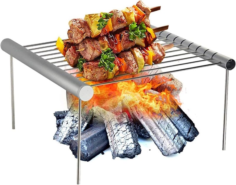 Mokshith Mokshith Portable Camping Grill Folding Compact Stainless Steel Charcoal Barbeque Grill for Picnics Backpacking Backyards Survival  - Image 1