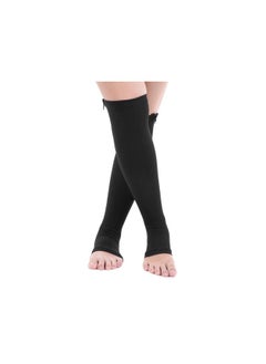 WYBOT Compression Stockings with Zipper, Elastic Stockings for Leg Pain Relief (L/XL -Black)  - Image 2
