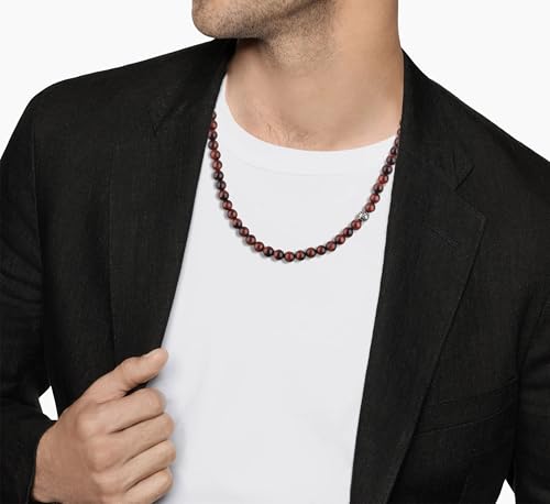 GAVU Stylish Crystal Beaded Necklace for Men Red Tigers Eye Necklace with 8mm Beads 24 - Image 3