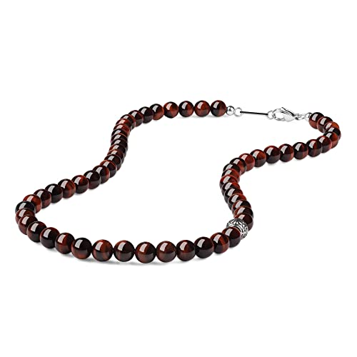 GAVU Stylish Crystal Beaded Necklace for Men Red Tigers Eye Necklace with 8mm Beads 24 - Image 1