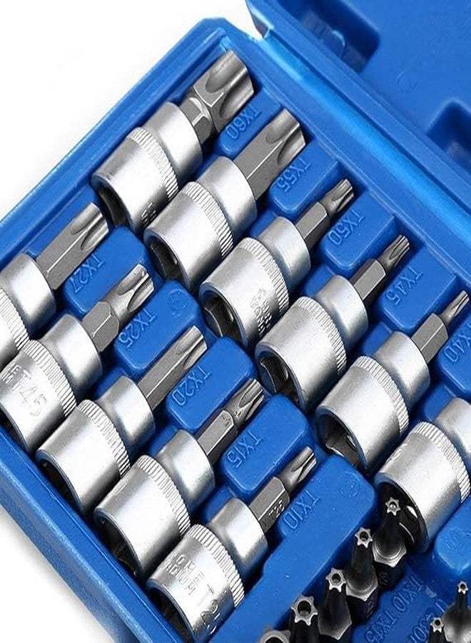 Artnery Drive Torx Bit Socket Set - Cr-V E, S2, Tamper Proof, 5/16"F to 3/8"M Adapter, 34 Pieces - Image 3