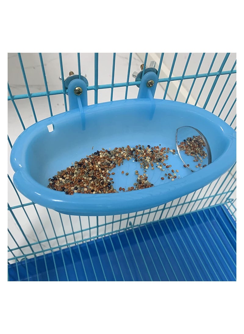 SYOSI - Bird Bath Tub Bowl Basin Hanging Birdbath Toy Pet Parrot Budgie Parakeet Cockatiel Cage Water Shower Food Feeder With Rotatable Double-Sided Mirror - Image 1