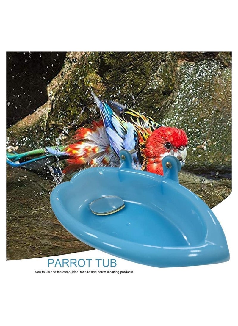SYOSI - Bird Bath Tub Bowl Basin Hanging Birdbath Toy Pet Parrot Budgie Parakeet Cockatiel Cage Water Shower Food Feeder With Rotatable Double-Sided Mirror - Image 1