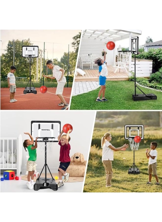 M.A&F's Portable Basketball Hoop Adjustable 1-1.9M for Kids - Indoor Outdoor Goal System with Weather-Resistant Nylon Net, Includes Basketball & Air Pump - Image 4