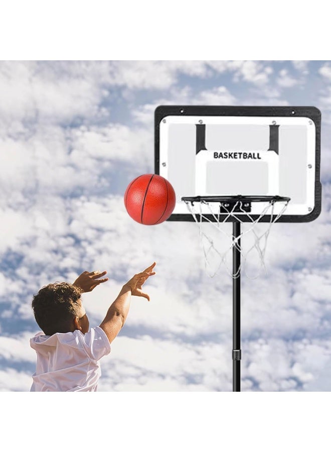 M.A&F's Portable Basketball Hoop Adjustable 1-1.9M for Kids - Indoor Outdoor Goal System with Weather-Resistant Nylon Net, Includes Basketball & Air Pump - Image 2