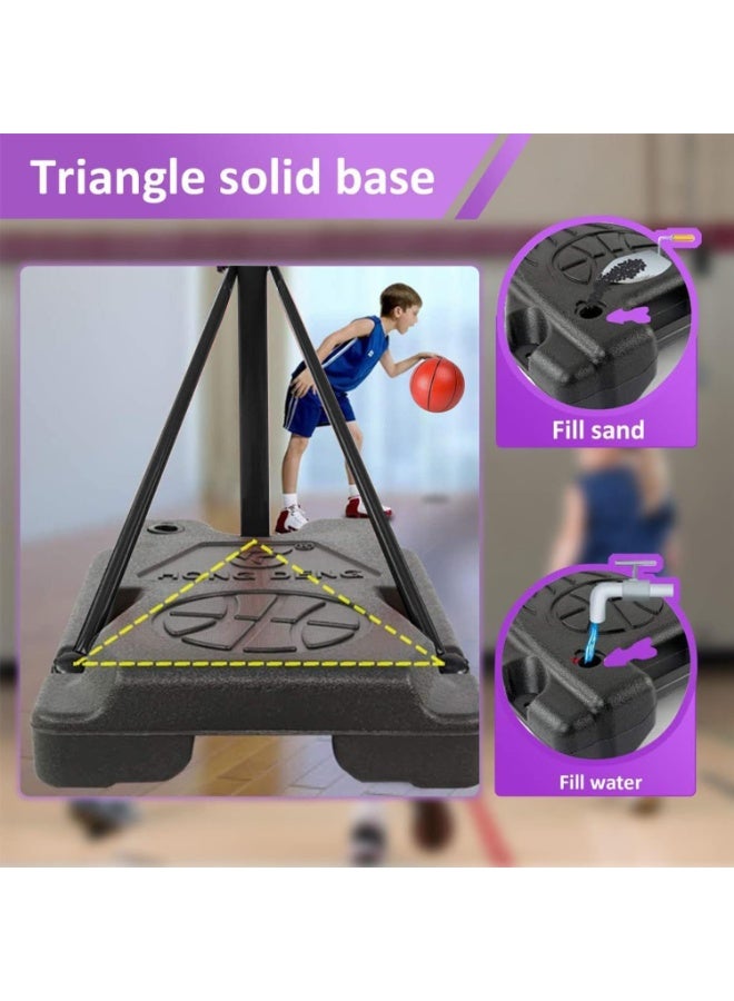 M.A&F's Portable Basketball Hoop Adjustable 1-1.9M for Kids - Indoor Outdoor Goal System with Weather-Resistant Nylon Net, Includes Basketball & Air Pump - Image 5