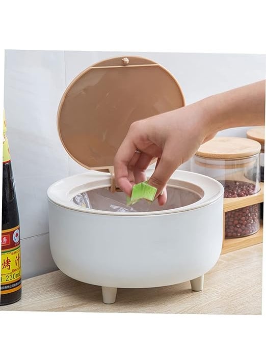 BLURISM BLURISM Pushbutton Mini Desktop Dustbin with lid Small Trash Bin Desktop Waste Bins Trumpet Desktops Mini Creative Covered Kitchen Living Room Trash Can Rolling Cover Type Desktop  - Image 2