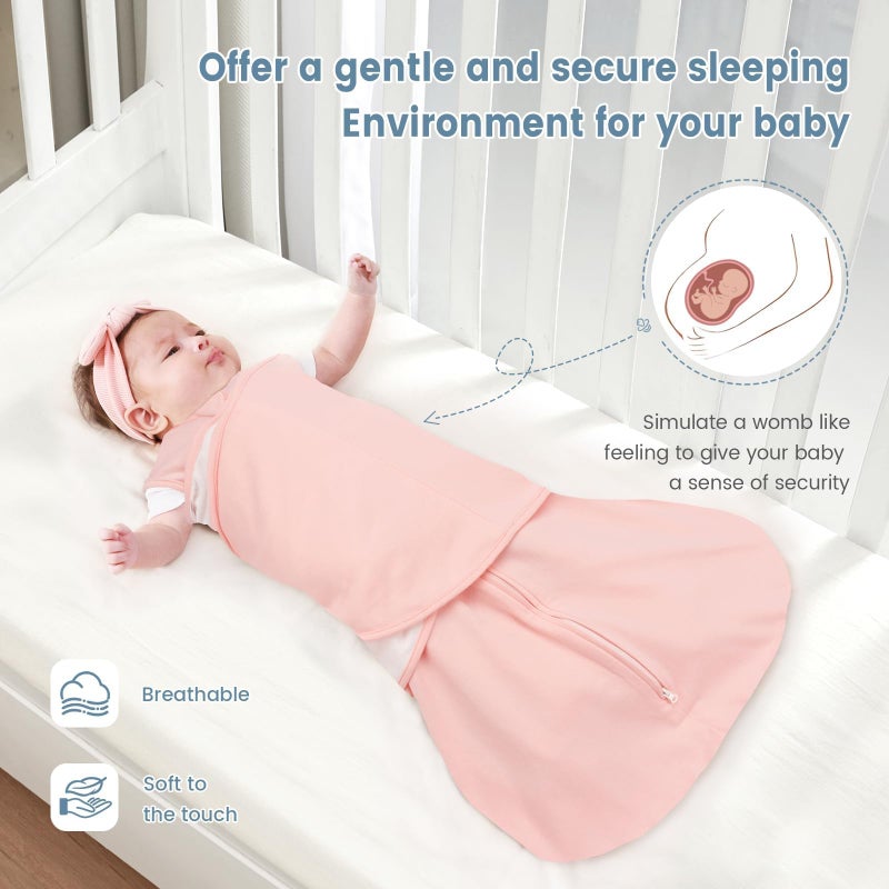 ZIGJOY Sleep Sack Swaddle 1.0 Tog Baby Wearable Blanket 100% Cotton Baby Swaddle Blanket for Newborns 0-6 Months Ocean&Pink - Image 5