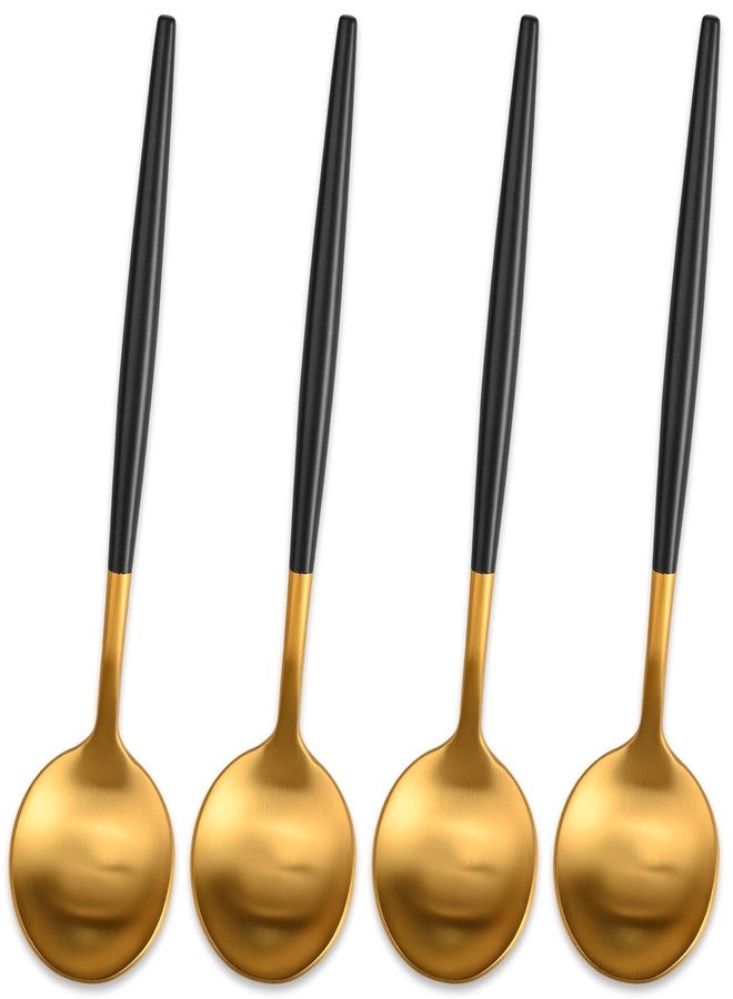 Dehov 5.1 Inches Matte Gold Coffee&Tea Spoons with Black Handle,Small Gold Demitasse Spoons,Mini Stirring Spoon for Espresso,Set of 4 Cute Small Spoon - Image 1