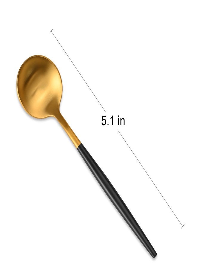 Dehov 5.1 Inches Matte Gold Coffee&Tea Spoons with Black Handle,Small Gold Demitasse Spoons,Mini Stirring Spoon for Espresso,Set of 4 Cute Small Spoon - Image 2