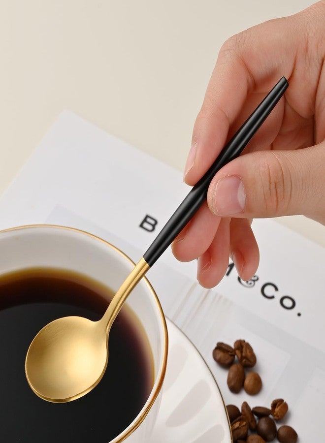 Dehov 5.1 Inches Matte Gold Coffee&Tea Spoons with Black Handle,Small Gold Demitasse Spoons,Mini Stirring Spoon for Espresso,Set of 4 Cute Small Spoon - Image 3