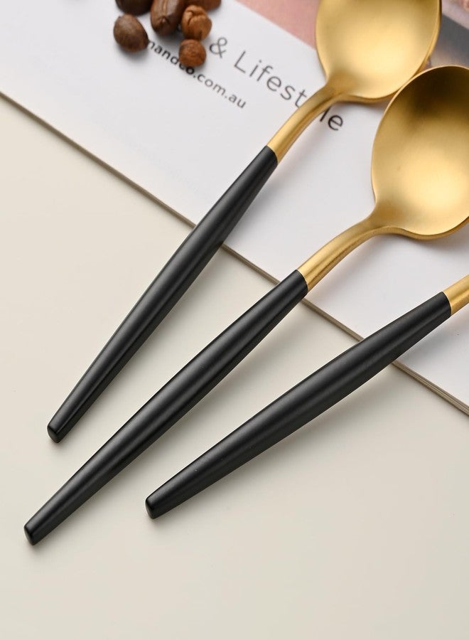 Dehov 5.1 Inches Matte Gold Coffee&Tea Spoons with Black Handle,Small Gold Demitasse Spoons,Mini Stirring Spoon for Espresso,Set of 4 Cute Small Spoon - Image 4