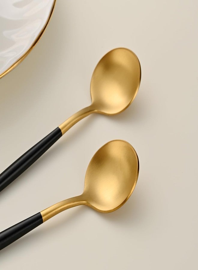 Dehov 5.1 Inches Matte Gold Coffee&Tea Spoons with Black Handle,Small Gold Demitasse Spoons,Mini Stirring Spoon for Espresso,Set of 4 Cute Small Spoon - Image 5