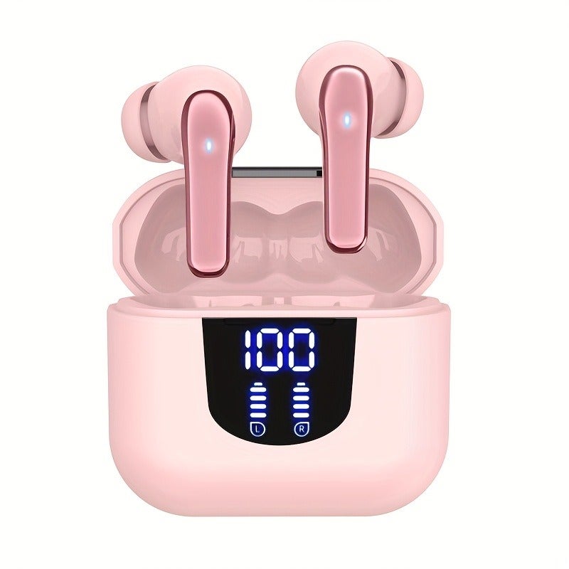 Wireless Bluetooth 5.4 Earbuds with 13mm Drivers, Long Battery Life, Type-C Fast Charging, Stereo Sound, and Built-in Mic - Perfect for iPhone & Android