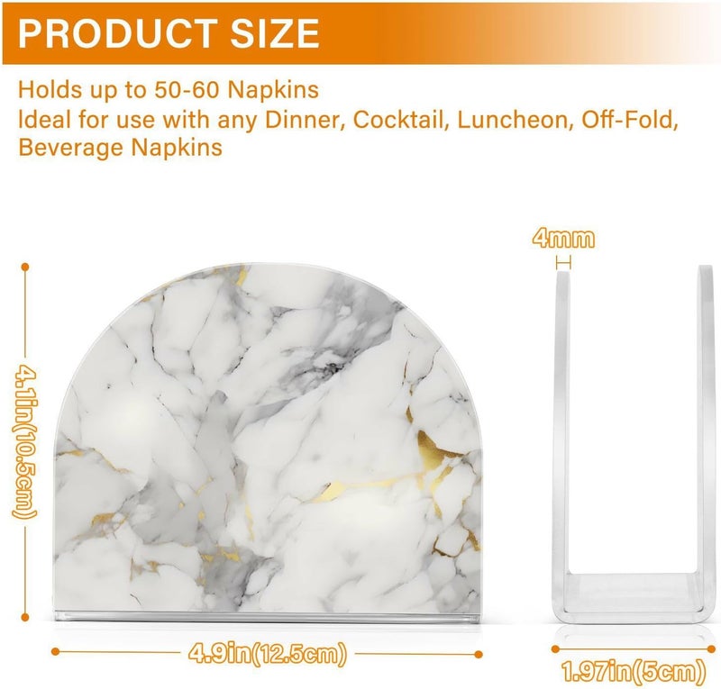 ALAZA White Marble Napkin Holder for Tables Paper Cocktail Napkin Holders Kitchen Dinning Acrylic Dinner Napkin Dispenser for Restaurant Home Decor Bar Accessories 1 Pack - Image 4
