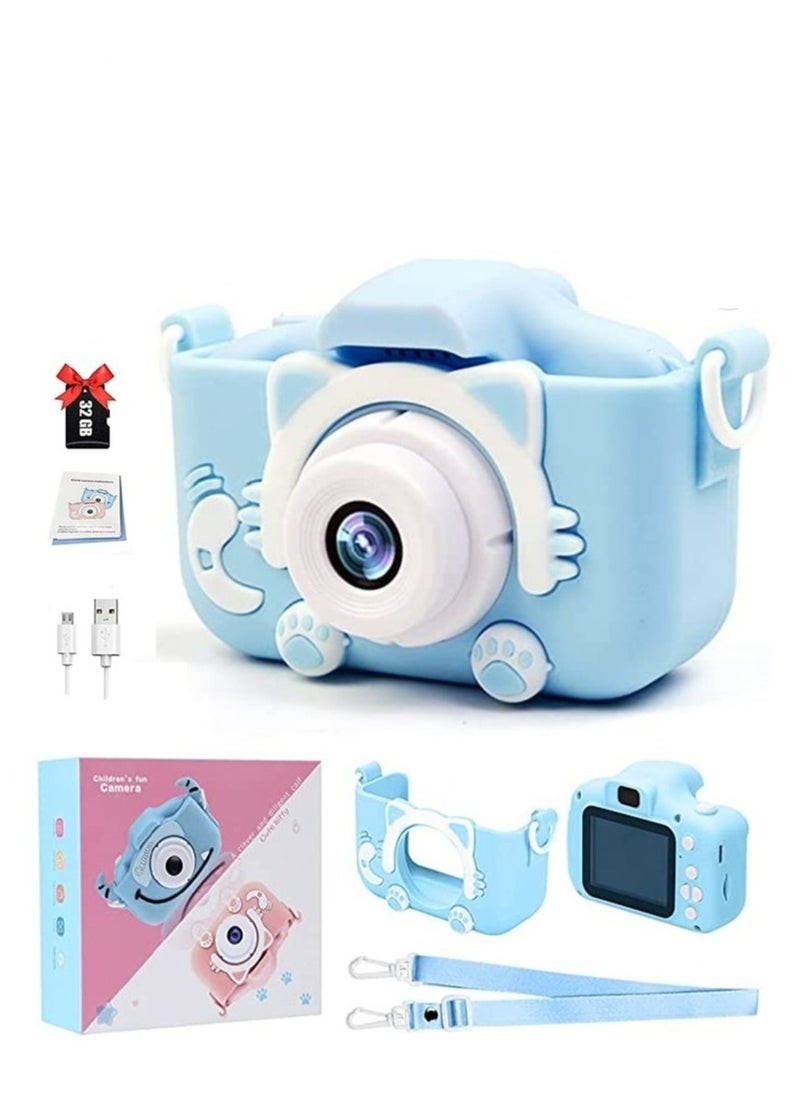 Kids Toy Digital Camera, 1080P Dual Camera 2.0 Inches Screen 20MP HD Video Camcorder with 32 GB Memory Card and Card Reader Gifts for Child Boys Girls, Best Birthday Gift Games Toy (Blue)  - Image 1