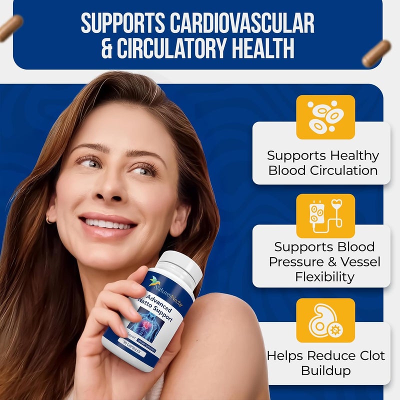 Natures Nectar Organic Nattokinase supplement 200mg  Double Strength Nattokinase 4000 fu Natural Blood Thinner Supports Cardiovascular  Blood Circulation Health  Non GMO  Gluten Free 90 Capsules - Image 4
