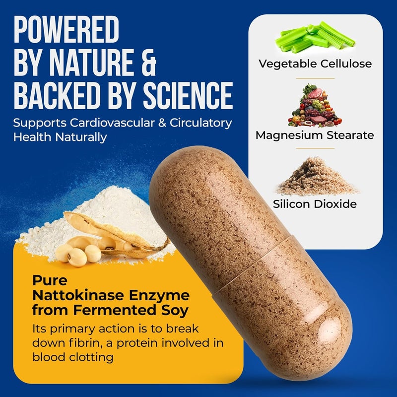 Natures Nectar Organic Nattokinase supplement 200mg  Double Strength Nattokinase 4000 fu Natural Blood Thinner Supports Cardiovascular  Blood Circulation Health  Non GMO  Gluten Free 90 Capsules - Image 3
