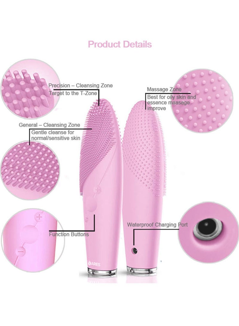 ARES uLuna-2 Silicone Facial Cleansing Brush | Sonic Tech Vibration | 500mAh battery | 7000 times/min | 3 zones to clean | 9 Vibration Intensitives | Water Proof IPX7 | Silicone skin-friendly - Image 5