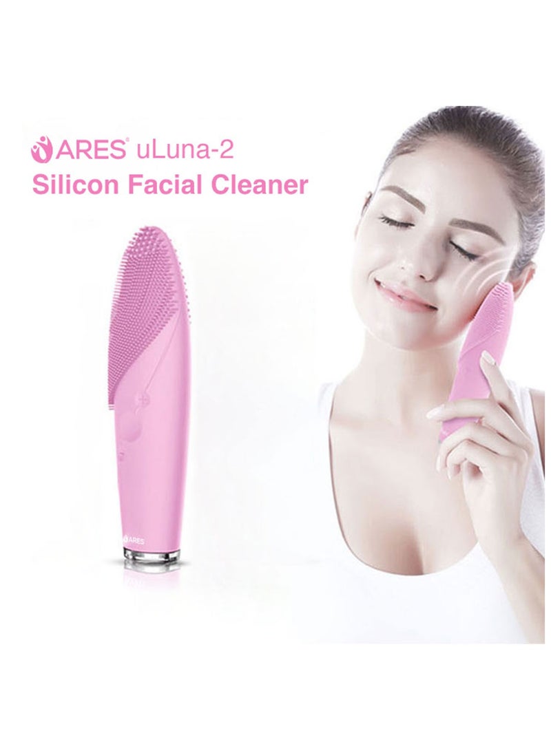 ARES uLuna-2 Silicone Facial Cleansing Brush | Sonic Tech Vibration | 500mAh battery | 7000 times/min | 3 zones to clean | 9 Vibration Intensitives | Water Proof IPX7 | Silicone skin-friendly - Image 2