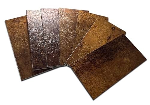 XUANINY 88Piece Peel and Stick Metal Backsplash Tiles Self Adhesive Aluminum Mosaic 3D Wall Sticker for Kitchen Subway3x6 Rectangle Printed Coffee 88 - Image 1