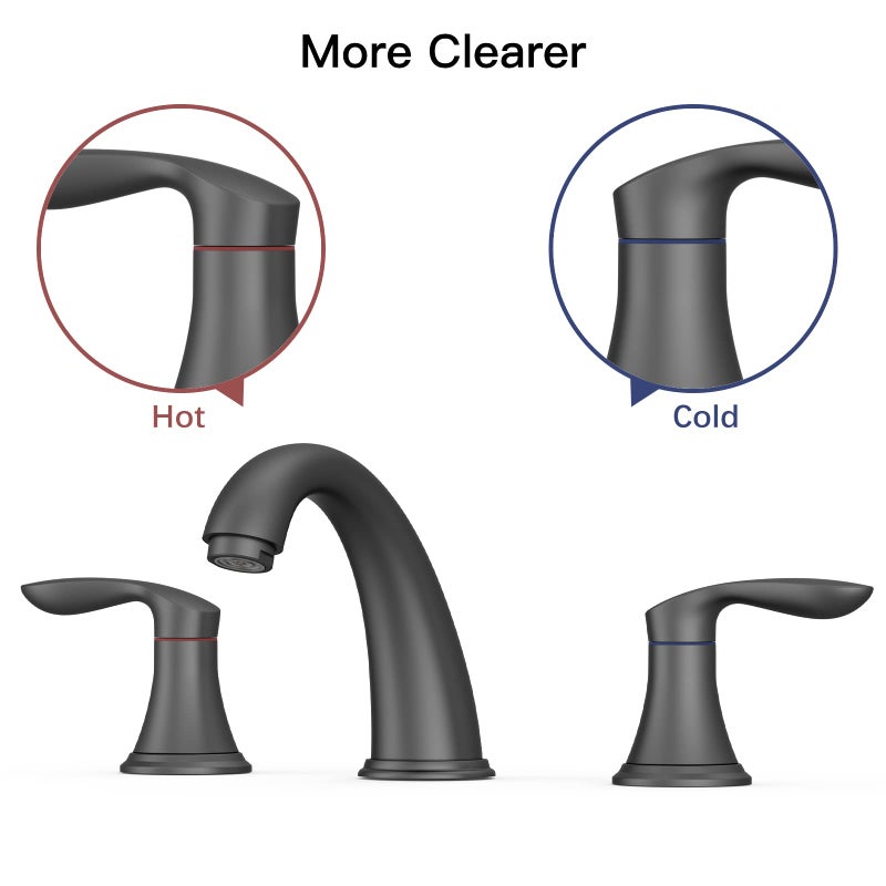 Hosslly Bathroom Sink Faucet  Faucet For Bathroom Sink  Widespread Matte Black Bathroom Faucet 3 Hole With Stainless Steel Pop Up Drain And Cupc Lead-Free Hose - (Matte Black) - Image 5