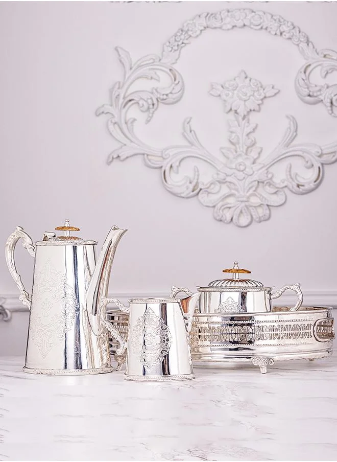 كويزيرا French silver plated brass-4 PC tea/Coffee serving set by Quesera