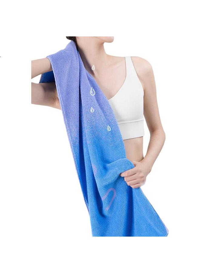 Uchino [New Release] Extra Large And Thick Adult Pure Cotton Towel For Fitness And Running, Face Washing Towel, Single Piece, Blue And Gray Mixed - Image 2