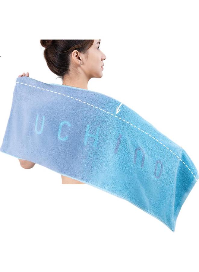 Uchino [New Release] Extra Large And Thick Adult Pure Cotton Towel For Fitness And Running, Face Washing Towel, Single Piece, Blue And Gray Mixed - Image 3