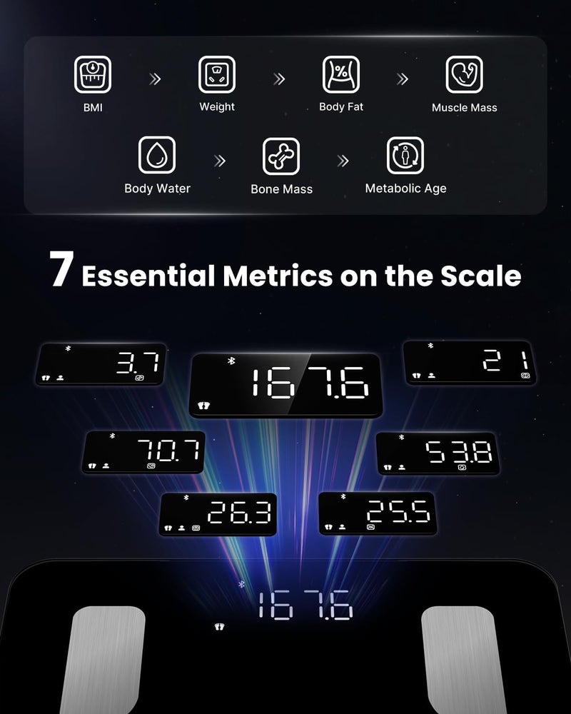 FITINDEX ميزان تكوين الجسم FITINDEX لوزن الجسم الذكي 8 أقطاب مع قياسات كتلة الدهون والعضلات BMI 50 بلوتوث - Image 4