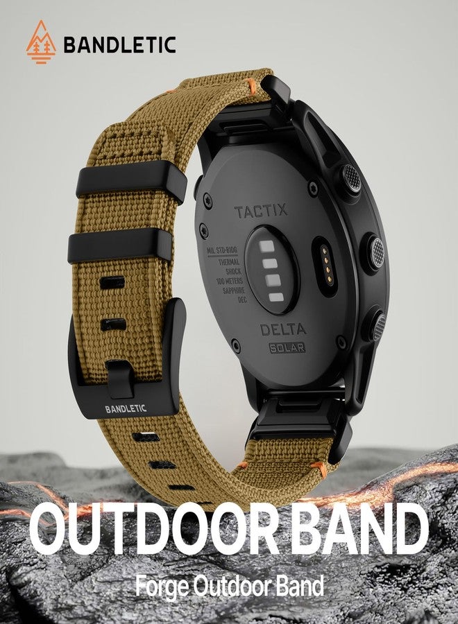 Bandletic سوار Bandletic متوافق مع ساعة Garmin Fenix 8، مقاس 51 مم - حزام نايلون متين سريع التركيب مقاس 26 مم، مناسب لساعات Fenix 7X و6X Pro و5X Plus و3 و3 HR وInstinct 2X Solar 3 وEnduro وQuatix وTactix وEpix Pro 2 وD2 Bravo وD2 Delta PX - Image 2