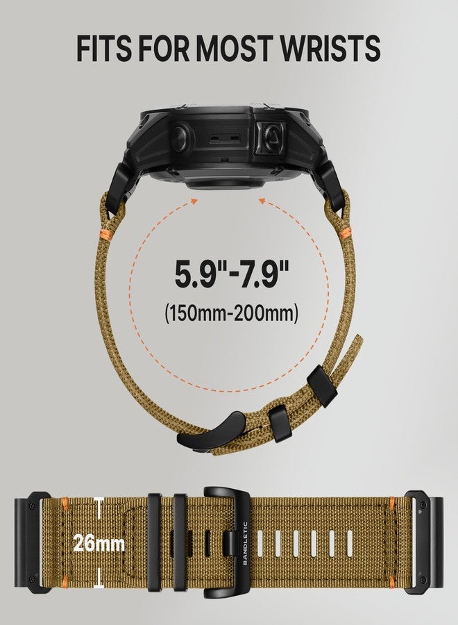 Bandletic سوار Bandletic متوافق مع ساعة Garmin Fenix 8، مقاس 51 مم - حزام نايلون متين سريع التركيب مقاس 26 مم، مناسب لساعات Fenix 7X و6X Pro و5X Plus و3 و3 HR وInstinct 2X Solar 3 وEnduro وQuatix وTactix وEpix Pro 2 وD2 Bravo وD2 Delta PX - Image 3