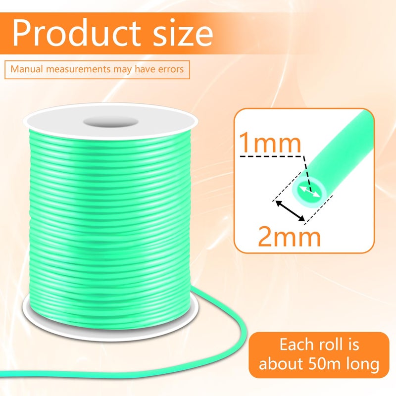 ManTangSun 164ft 2mm Barber Cords for Knitting, Hollow Pipe Rubber String Stitch Holder for Knitting Cords, Pony Bead Lacing Silicone String Bracelet Necklace Jewelry Making 1mm Hole Rubber Tube, 1 Roll - Image 2