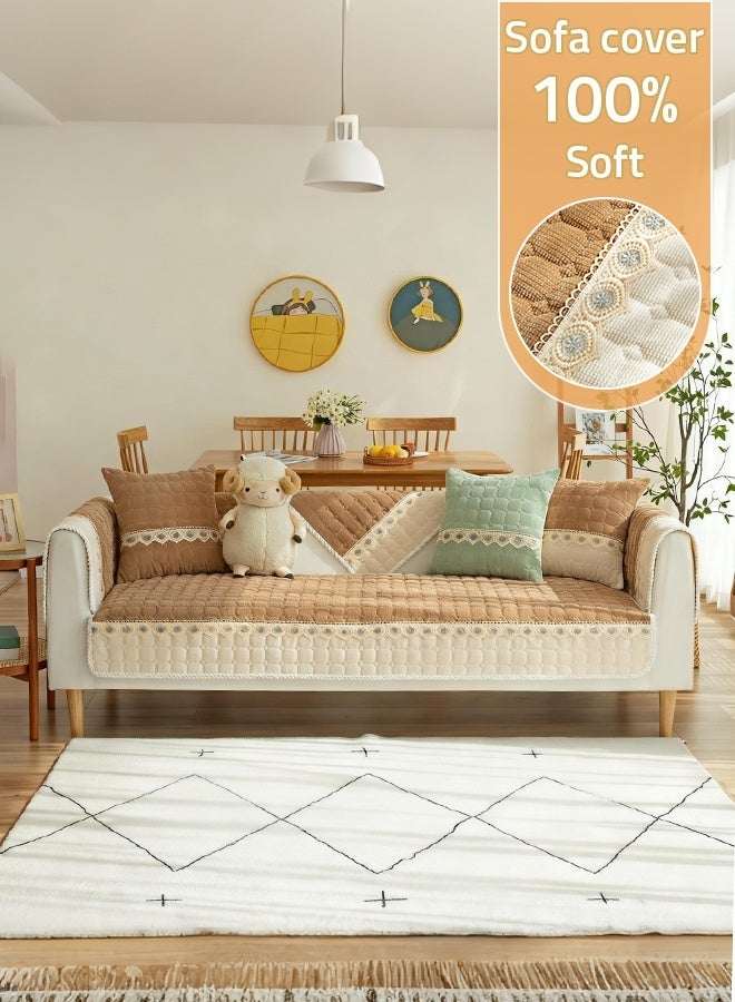 Sharpdo Sofa Slipcover Sofa Cover 4 Seater Four Seasons Corduroy Sofa Seat Cushion Thick Sofa Protector Anti-slip 110*240CM - Image 1