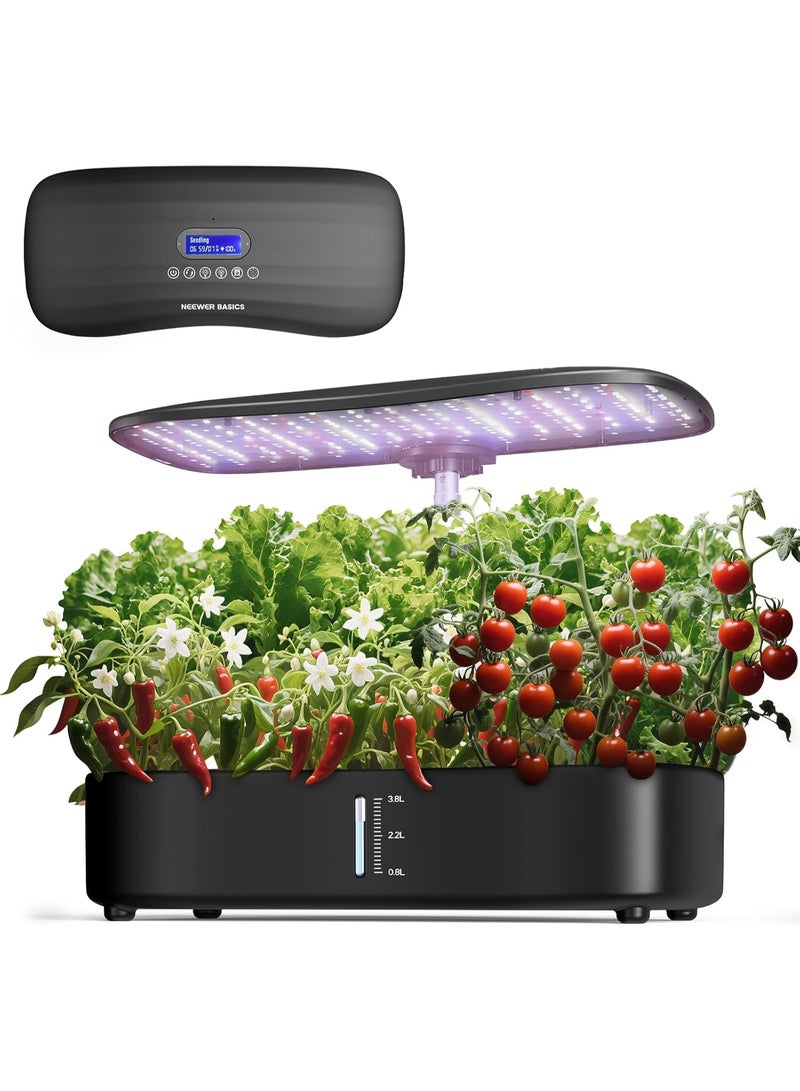 NEEWER BASICS HGS01 Hydroponic Growing System Kit – 12 Pods, 192-LED Full Spectrum Grow Light, 3 Growing Modes, LCD Touch Control, Smart Quiet Water Pump, 3.8L Water Tank, Adjustable Timer, For Herb Garden, Vegetables, Flowers & Indoor Gardening - Image 1
