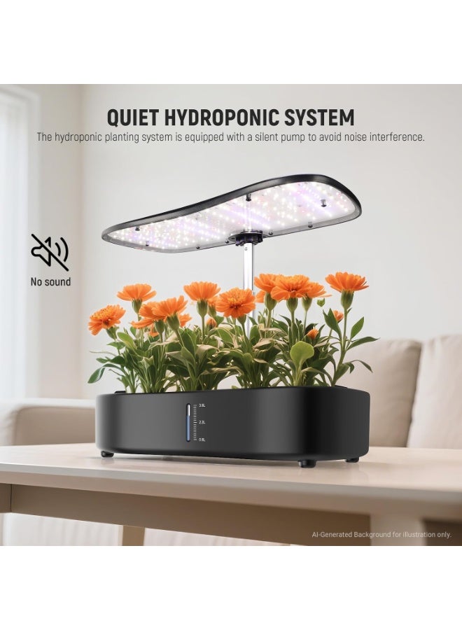 NEEWER BASICS HGS01 Hydroponic Growing System Kit – 12 Pods, 192-LED Full Spectrum Grow Light, 3 Growing Modes, LCD Touch Control, Smart Quiet Water Pump, 3.8L Water Tank, Adjustable Timer, For Herb Garden, Vegetables, Flowers & Indoor Gardening - Image 4