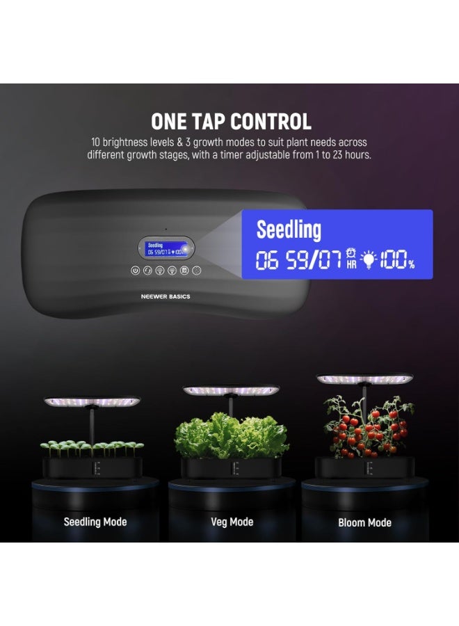 NEEWER BASICS HGS01 Hydroponic Growing System Kit – 12 Pods, 192-LED Full Spectrum Grow Light, 3 Growing Modes, LCD Touch Control, Smart Quiet Water Pump, 3.8L Water Tank, Adjustable Timer, For Herb Garden, Vegetables, Flowers & Indoor Gardening - Image 5