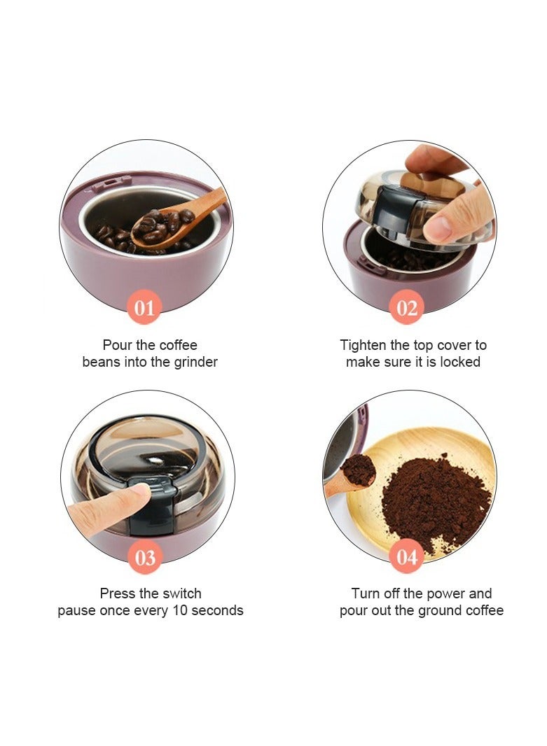 Portable Electric Coffee Bean Grinder Mill Kitchen Tool Herbs Salt Pepper Spices Nuts Grains Mini Medicine Flour Powder Crusher (UK Plug) - Image 5