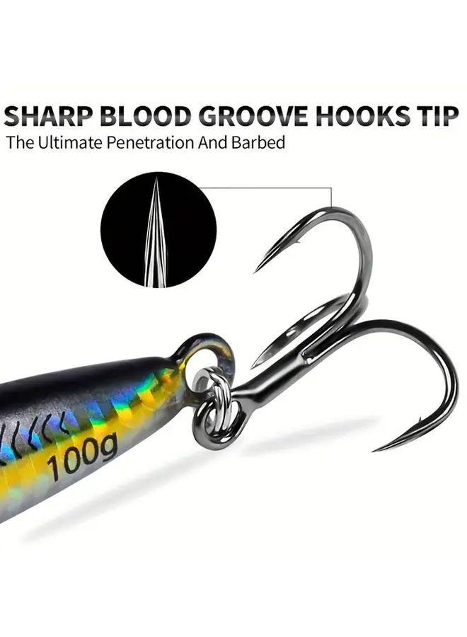 PROBEROS 14g Glowing 3D Fishing Lures Set 5pcs Mixed Colors Feather Front Hook Saltwater Freshwater - Image 3