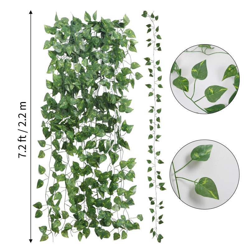 CEWOR 48 Pack 7.2 Feet Artificial Ivy Garlands  Fake Vines Greenery Hanging Plants Green Leaves Backdrop for Room Bedroom Wall Decor  Jungle Themed Party Wedding Decorations - Image 2