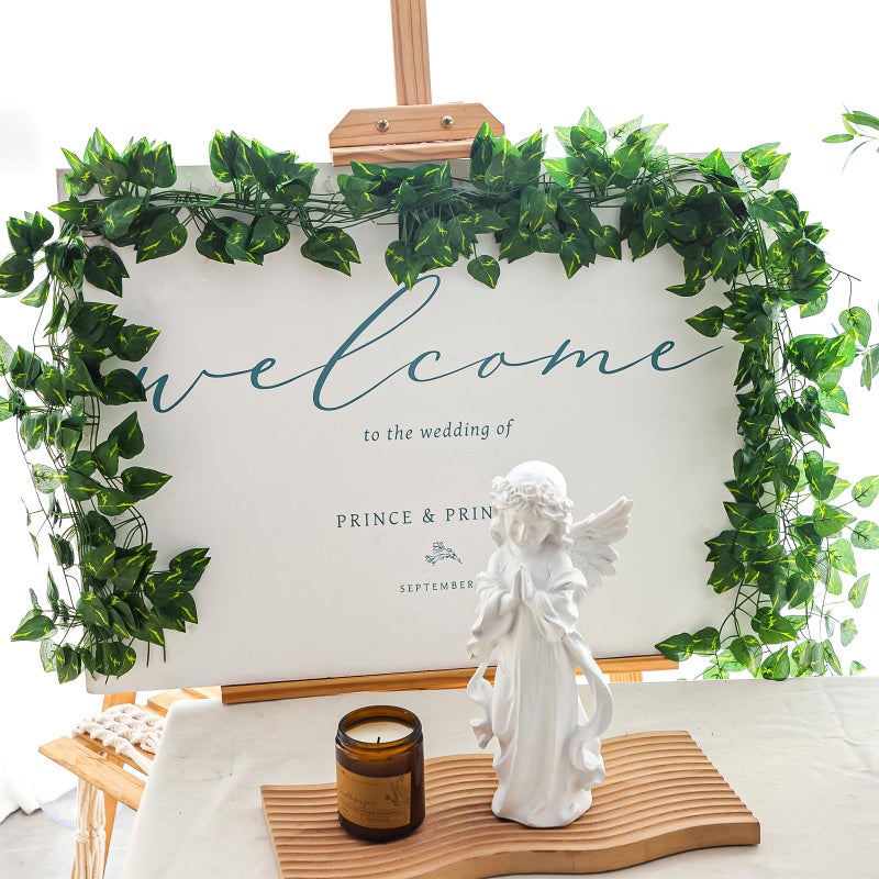 CEWOR 48 Pack 7.2 Feet Artificial Ivy Garlands  Fake Vines Greenery Hanging Plants Green Leaves Backdrop for Room Bedroom Wall Decor  Jungle Themed Party Wedding Decorations - Image 4