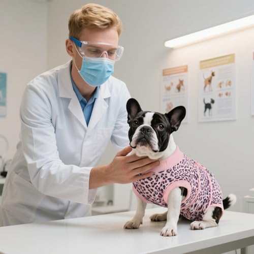 Kuoser Dog Recovery Suit Female, Soft Puppy Surgery Suit, Dog Recovery Suit After Surgery, Post-Op Onesie for Female & Male Dogs, Soft Protective Wear, PinkLeopard S - Image 4