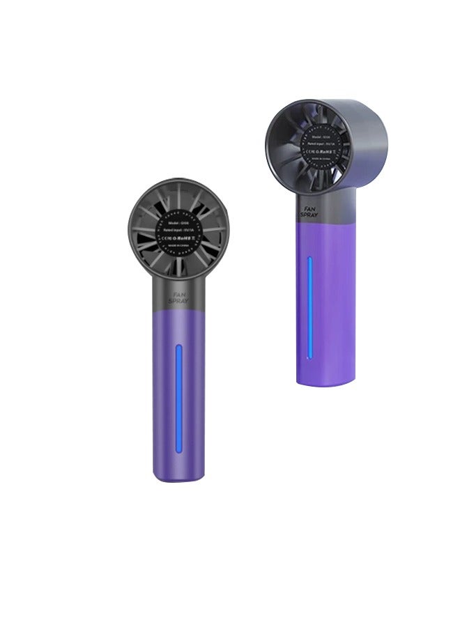 Small purple portable spray fan, small and portable, cooler spray mode, strong endurance, multi-stage wind power can be adjusted at will, which is more labor-saving than hand-cranked fan and cooler in summer.  - Image 1