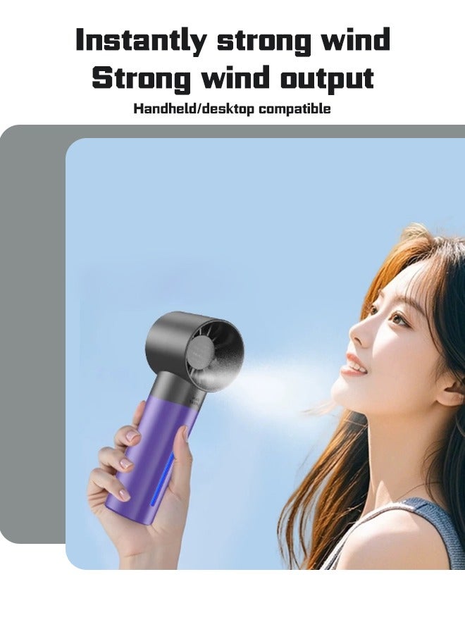 Small purple portable spray fan, small and portable, cooler spray mode, strong endurance, multi-stage wind power can be adjusted at will, which is more labor-saving than hand-cranked fan and cooler in summer.  - Image 2