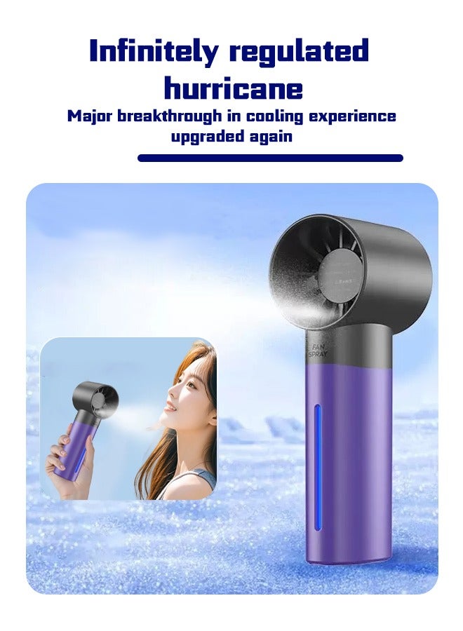 Small purple portable spray fan, small and portable, cooler spray mode, strong endurance, multi-stage wind power can be adjusted at will, which is more labor-saving than hand-cranked fan and cooler in summer.  - Image 3