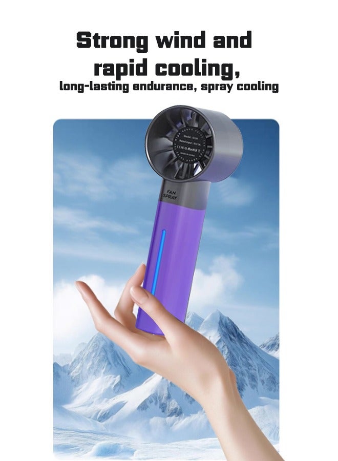 Small purple portable spray fan, small and portable, cooler spray mode, strong endurance, multi-stage wind power can be adjusted at will, which is more labor-saving than hand-cranked fan and cooler in summer.  - Image 4