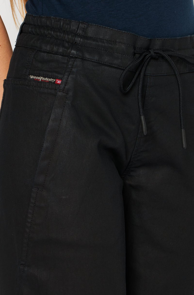 DIESEL Women Regular Fit Plain Straight Leg Pants, Black  - Image 4