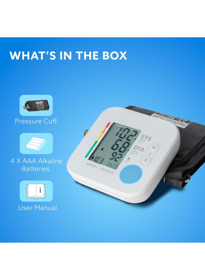 AGARO Automatic Portable Digital Blood Pressure Monitor for Home Use with Large LCD Display, Upper Arm Cuff, Accurate BP & Pulse Rate Monitoring, Memory Storage, Easy Key touch Operation - Image 3