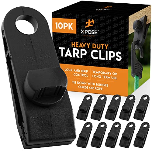 Xpose Safety 10 Pack Heavy Duty Reusable Tarp Clips - Use with Canopy Tent, Awning, Camping, Boat Cover, Car Cover, Swimming Pool or Sun Shade - by Xpose Safety - Image 1